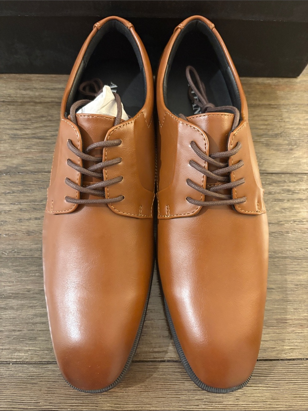 NIB [Alfani] Andrew Plain Toe Derbys Casual Dress Shoes Dark Tan Brown Men's 9 - Picture 9 of 14
